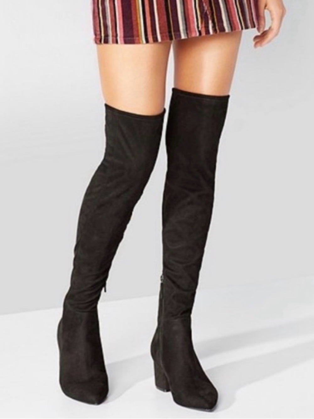 Steve Madden Eagerly Black Faux Suede Over The Knee Boots